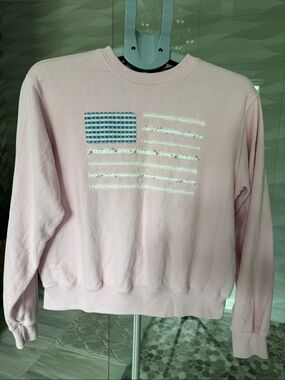 Hollister Pink USA Flag Graphic Crewneck Sweatshirt XS